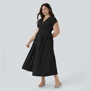 Halara Breezeful™ V Neck Short Sleeve Pocket Tie Back Quick Dry Midi Dress